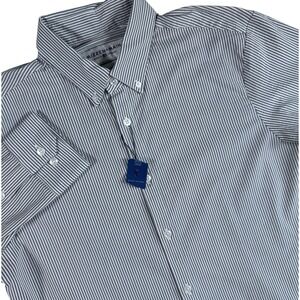 Mizzen + Main‎ Seersucker Trim Fit Shirt Men's L Gray Stripes Button Down NEW